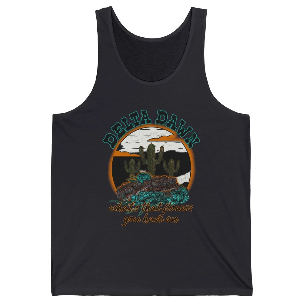Retro Desert Night Delta Dawn What's That Flower Western Unisex Jersey Tank