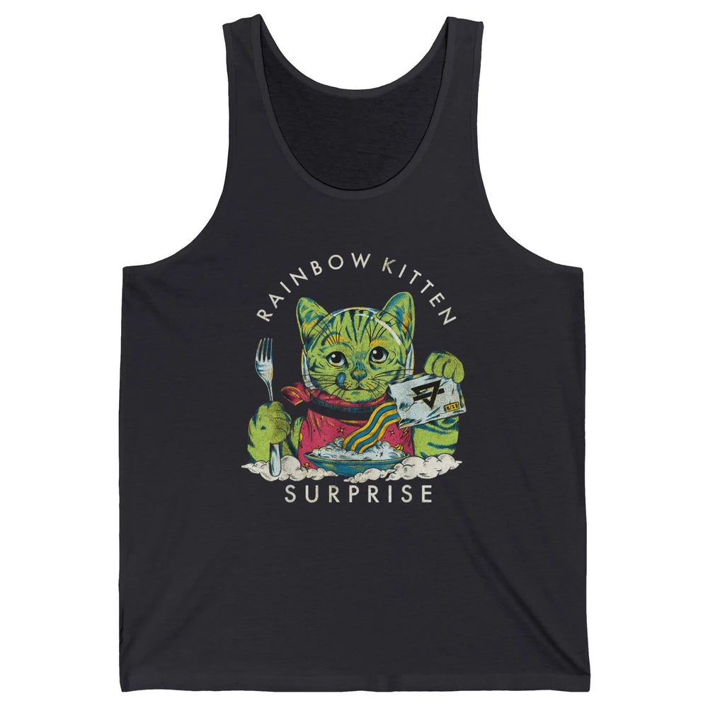 Retro Rainbow Kitten Surprise Gothic Halloween Funny Cat Pet Unisex Jersey Tank
