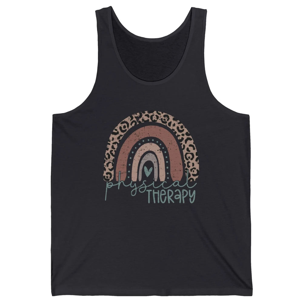 Retro Physical Therapy Rainbow Physical Therapist PT Leopard Unisex Jersey Tank