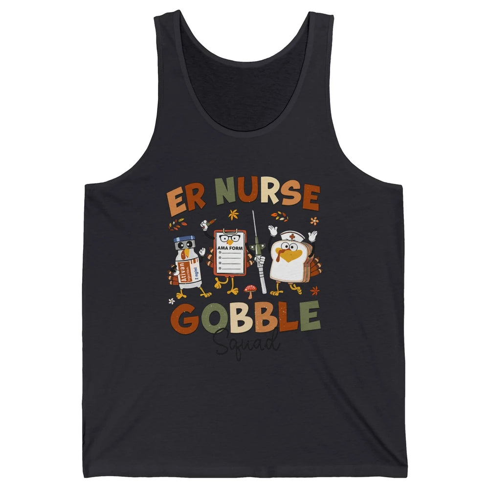 Thanksgiving ER Nurse Gobble Squad Emergency Room Thankful Unisex Jersey Tank