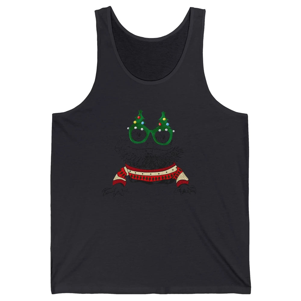 Christmas Bearded Dragon Glasses Animal Merry Xmas Gift Unisex Jersey Tank