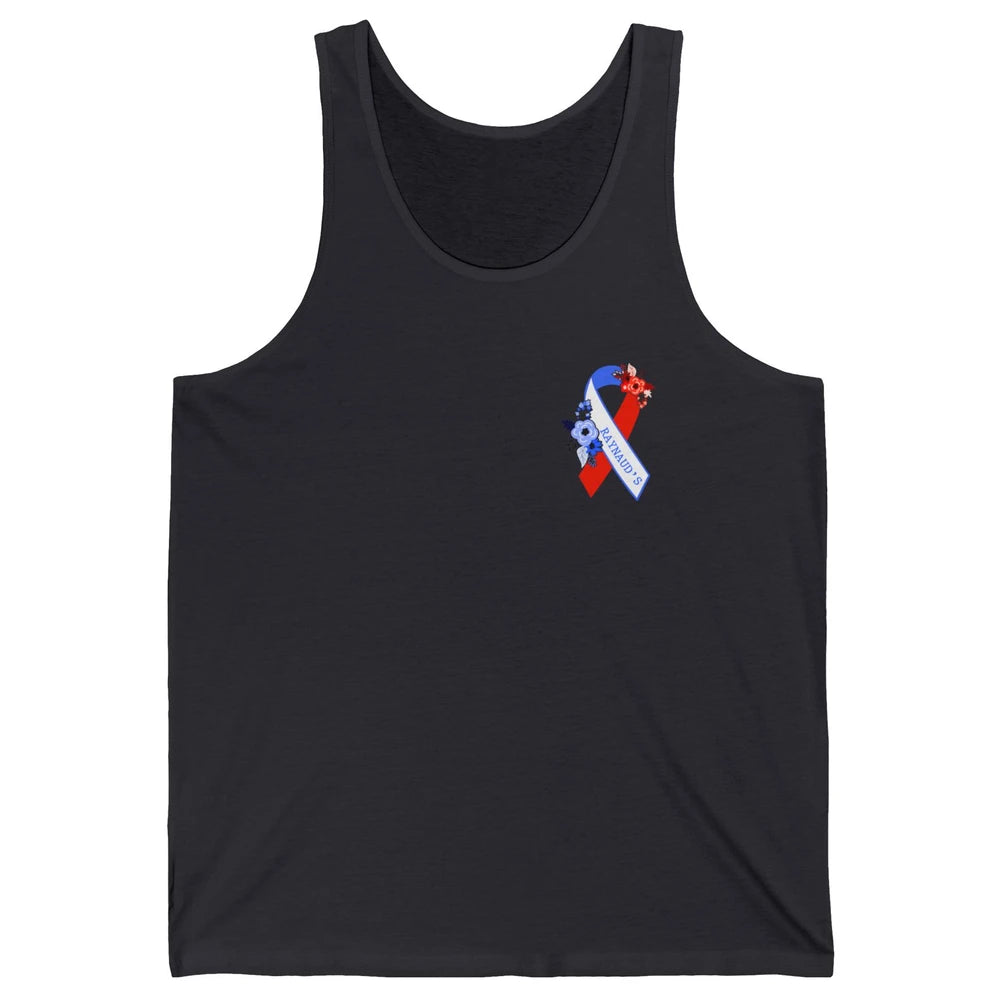 Raynaud's Syndrome Awareness Support Floral Red Blue Ribbon Unisex Jersey Tank