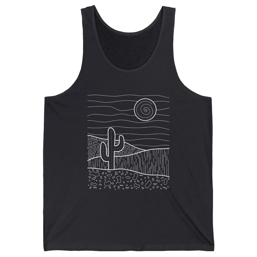 Abstract Desert Cactus Sunset Western Country Minimalist Unisex Jersey Tank