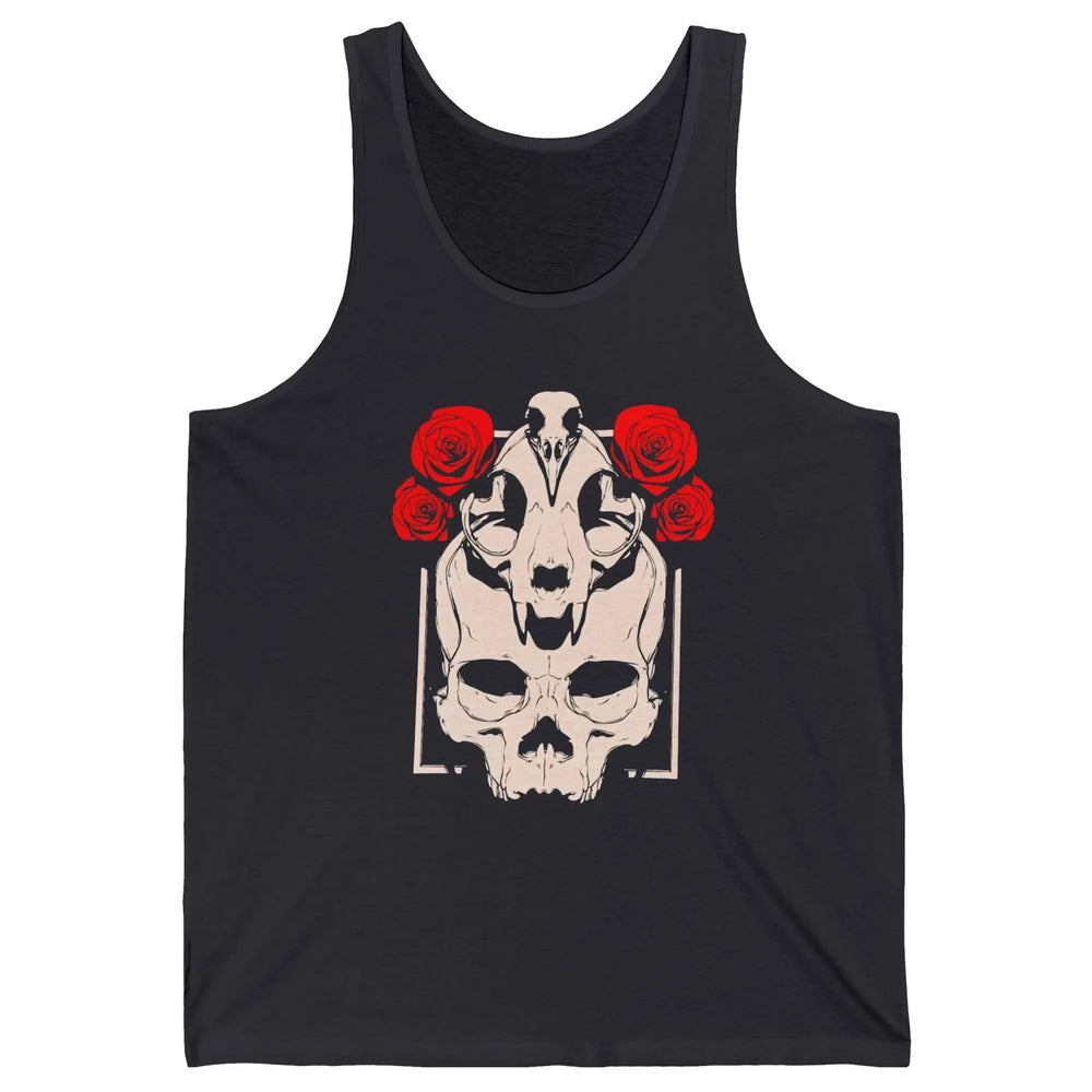 Mystical Skulls Gothic Witch Floral Grunge Magic Occult Edgy Unisex Jersey Tank