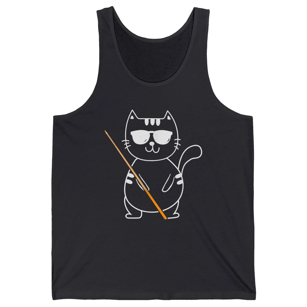Pool Player Cool Cat Sunglasses Eight Balls Pool Snooker Pun Unisex Jersey Tank