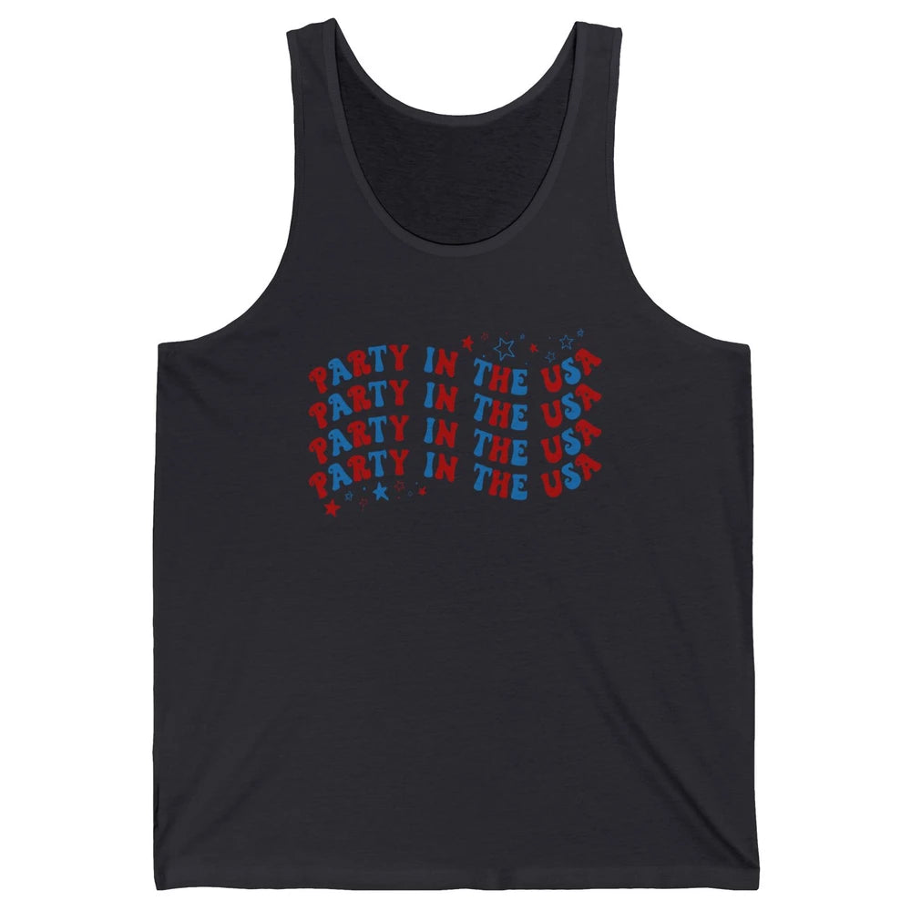 Retro July 4th Party In The USA Stripe Star American Patriot Unisex Jersey Tank