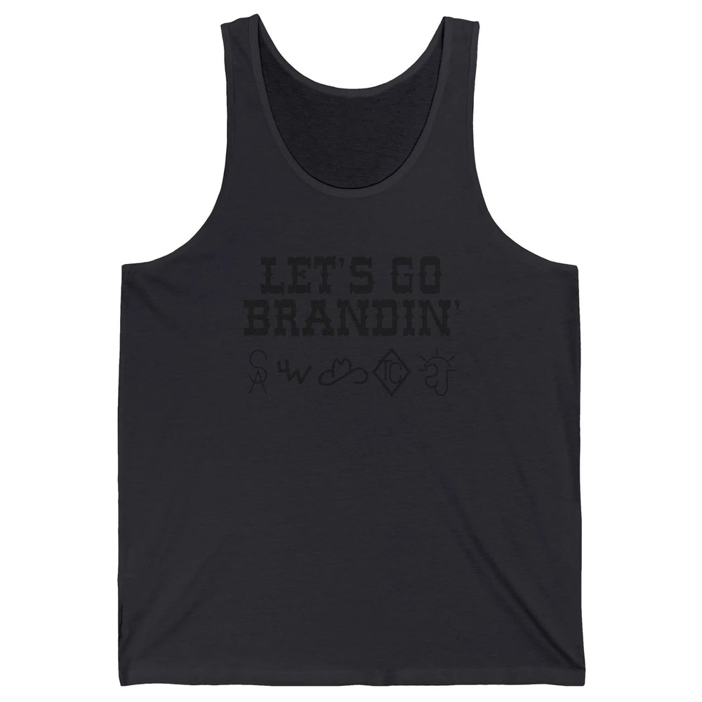 Retro Cowboy Hat Let's Go Brandin' Western Country Symbols Unisex Jersey Tank