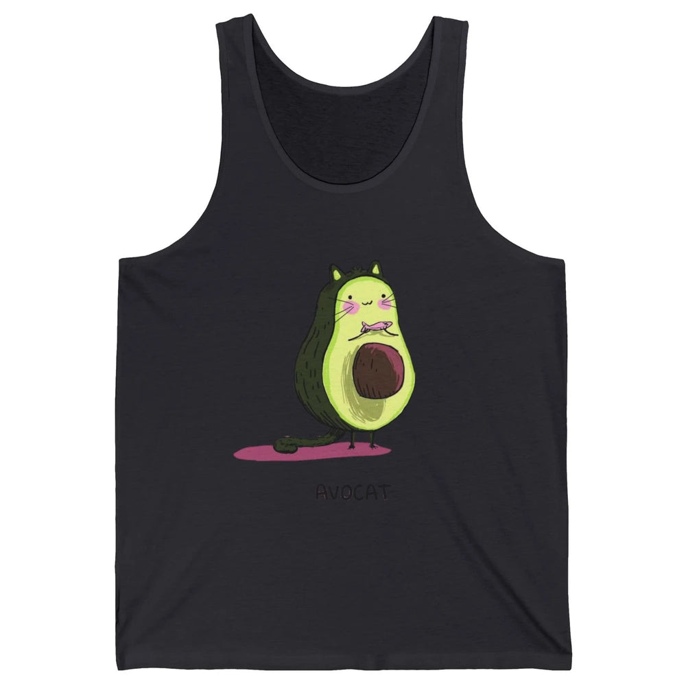 Cute Avocat Avocado Pink Cat Kitten Pun Healthy Vegan Veggie Unisex Jersey Tank