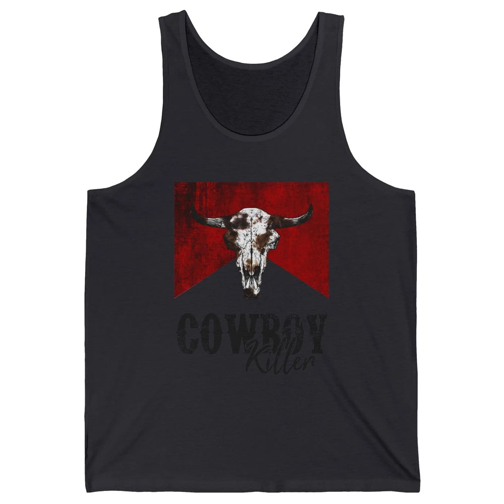 Retro Cow Skull Cowboy Killer Western Country Cowgirl Gift Unisex Jersey Tank