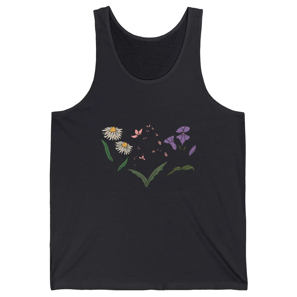 No Rain No Flowers Minimalist Wildflower Positive Mind Plant Unisex Jersey Tank