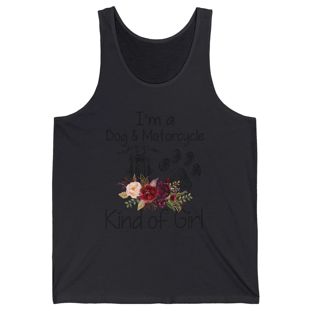Retro Floral Motorbike I'm Dog Motorcycle Kinda Girl Dog Mom Unisex Jersey Tank