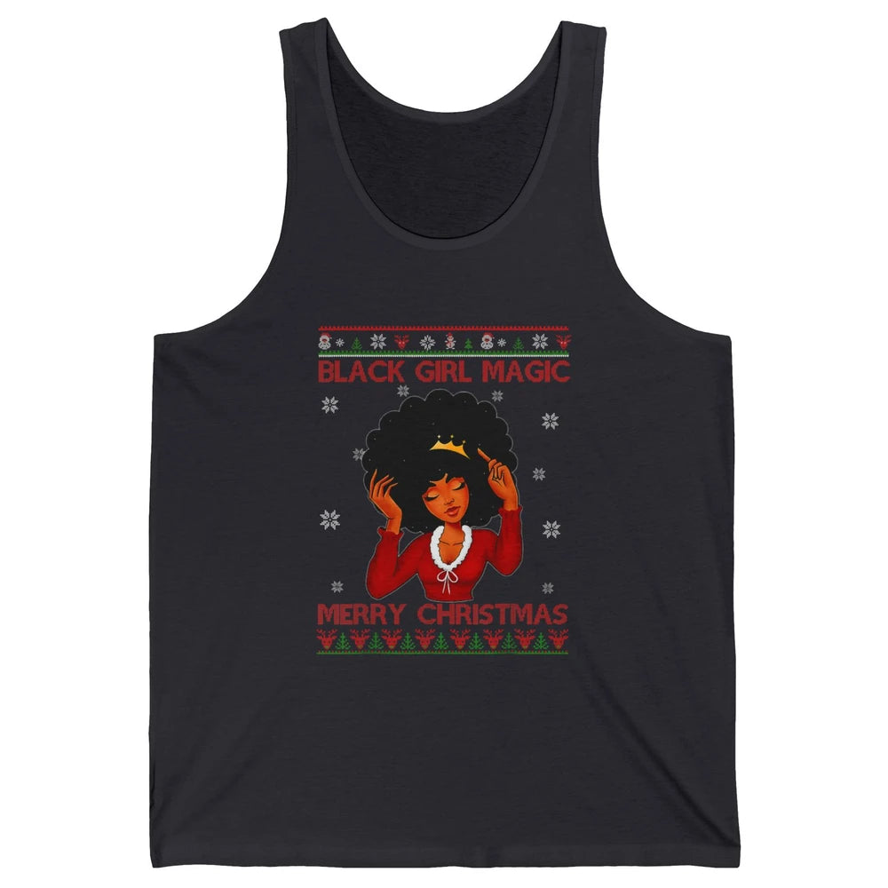 Ugly African Girl American Melanin Christmas Santa Hat Afro Unisex Jersey Tank