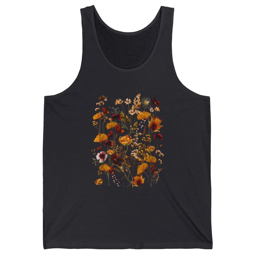 Pressed Flowers Plant Botanical Garden Wildflower Vintage Unisex Jersey Tank