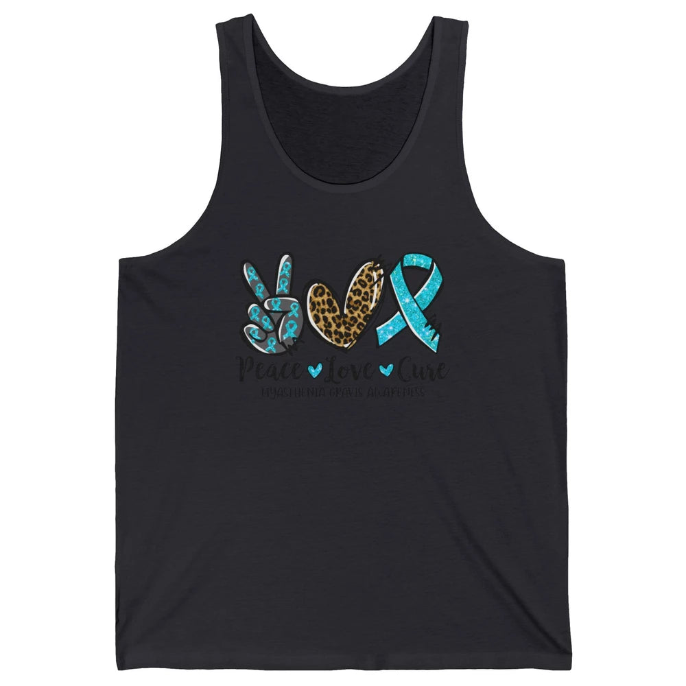 Myasthenia Gravis Awareness Ribbon Peace Love Cure Leopard Unisex Jersey Tank