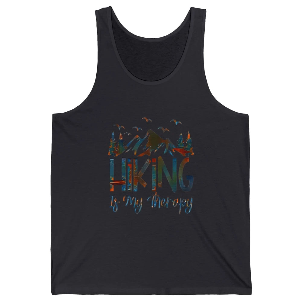 Hiking Is My Therapy Mountain Hike Wander Camping Outdoor Unisex Jersey Tank