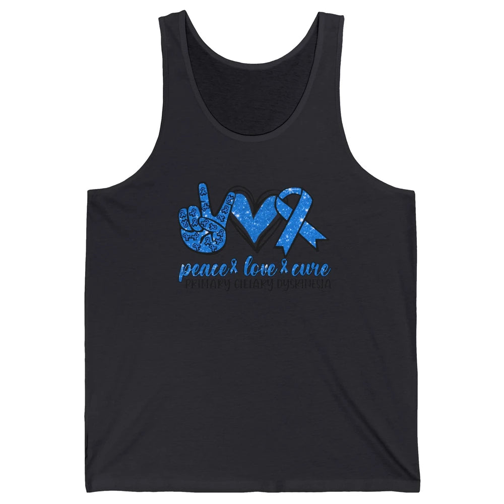 Primary Ciliary Dyskinesia Peace Love Cure Blue Ribbon Unisex Jersey Tank