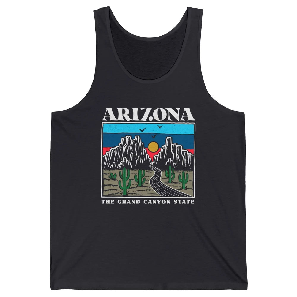 Retro Arizona Cactus Mountain The Grand Canyon State Hiking Unisex Jersey Tank