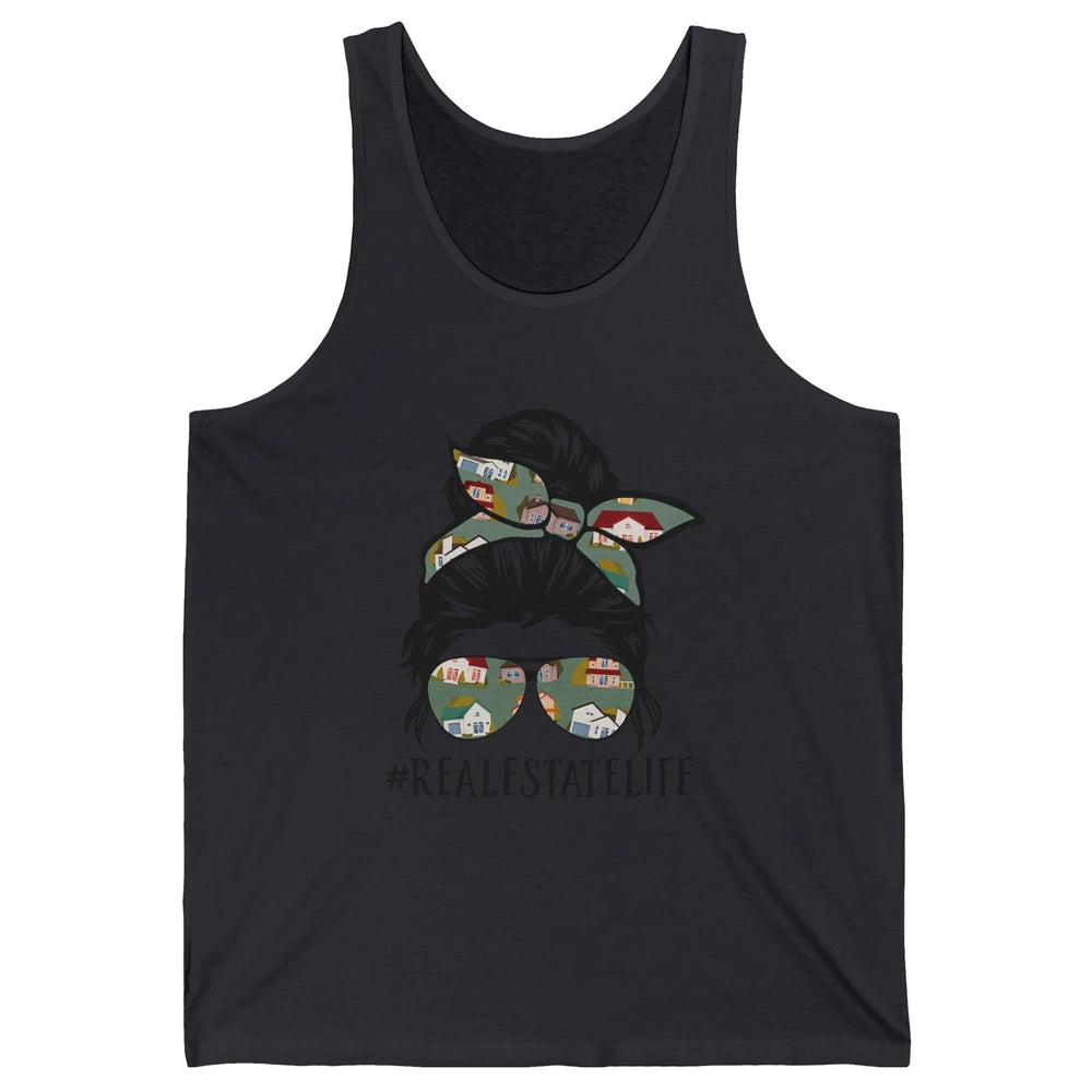 Real Estate Wife Life Messy Bun Mom Realtor Women Close Deal Unisex Jersey Tank