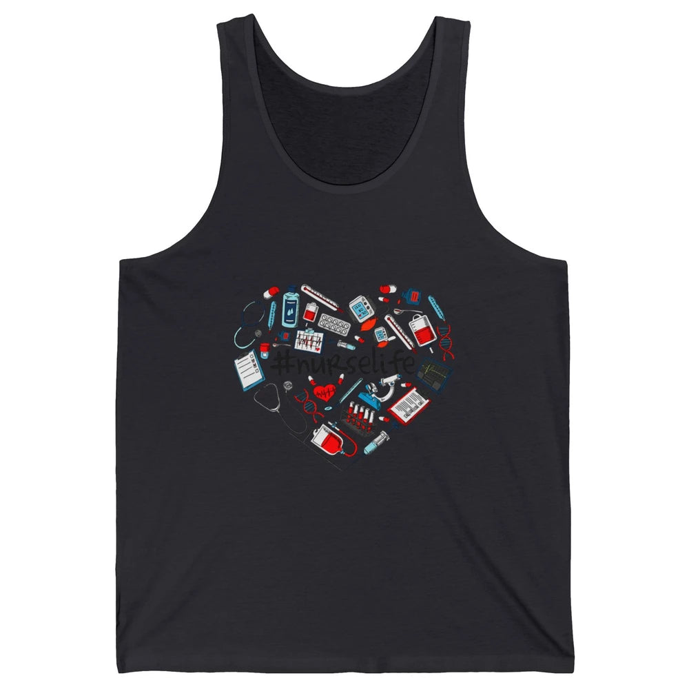 Nurse Life Stethoscope Heart Funny Nursing Love CNA Worker Unisex Jersey Tank