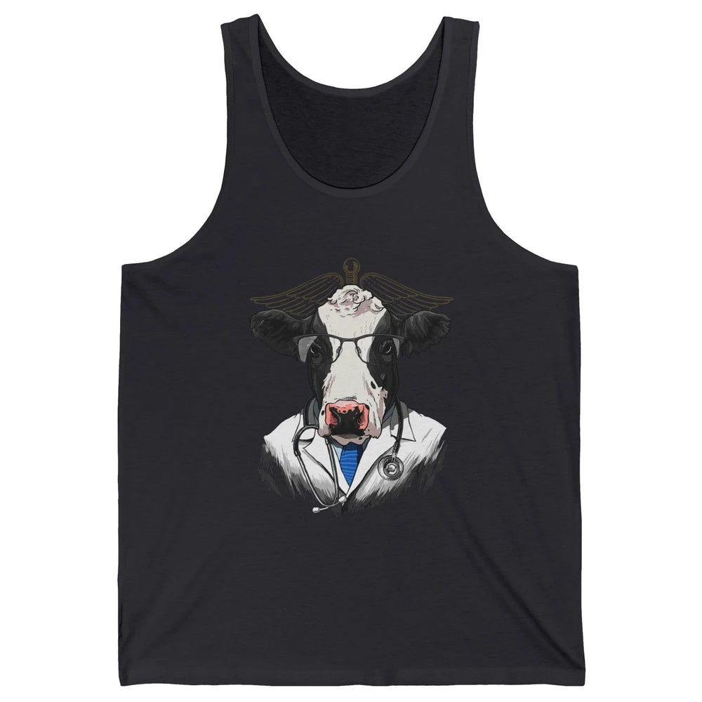Funny Cow Vet Doctor Physician Surgeon Vet Tech Veterinarian Unisex Jersey Tank