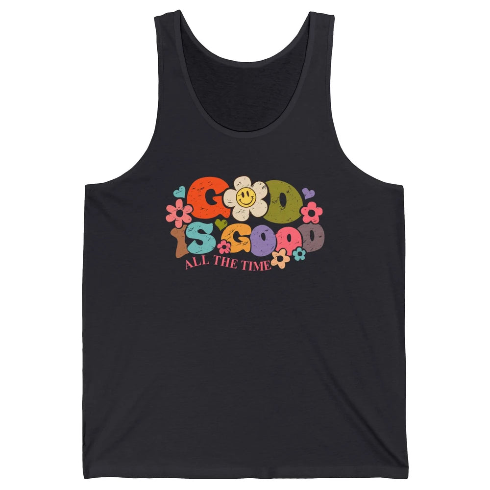 Retro Groovy God Is Good All The Time Christian Religious Unisex Jersey Tank