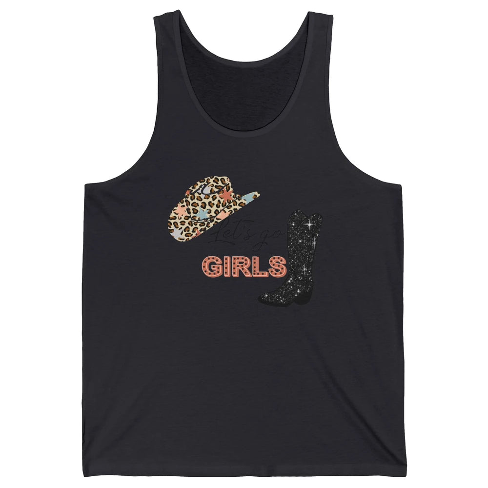 Retro Leopard Cowboy Boots Let's Go Girls Western Cowgirls Unisex Jersey Tank
