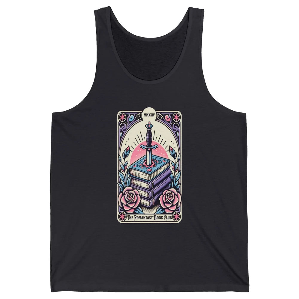 Romantasy Book Club Pastel Tarot Card Sword Floral Reading Books Bookish Bookworm Unisex Jersey Tank