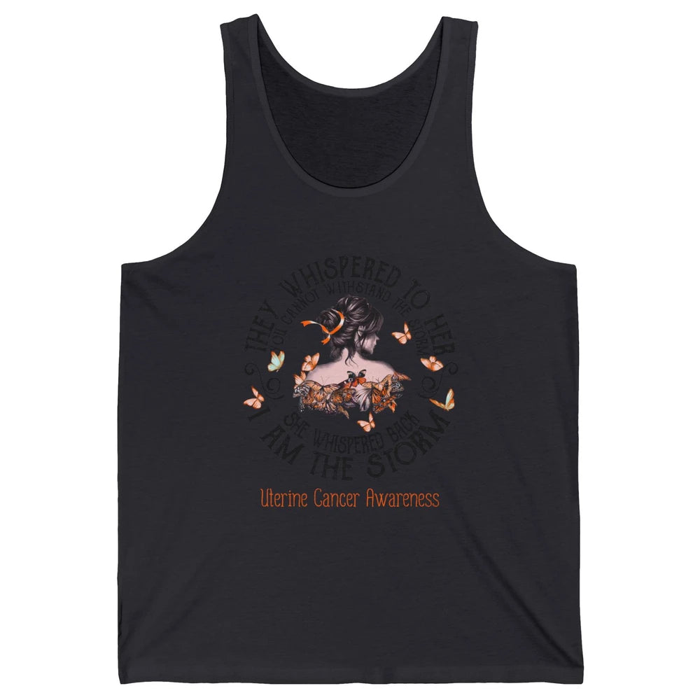 Peach The Storm Strong Woman Uterine Cancer Month Warrior Unisex Jersey Tank