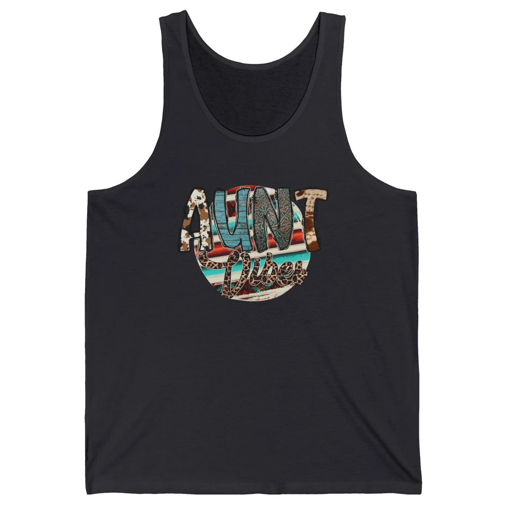 Retro Aunt Vibes Western Aunt Cowhide Leopard Auntie Gift Unisex Jersey Tank