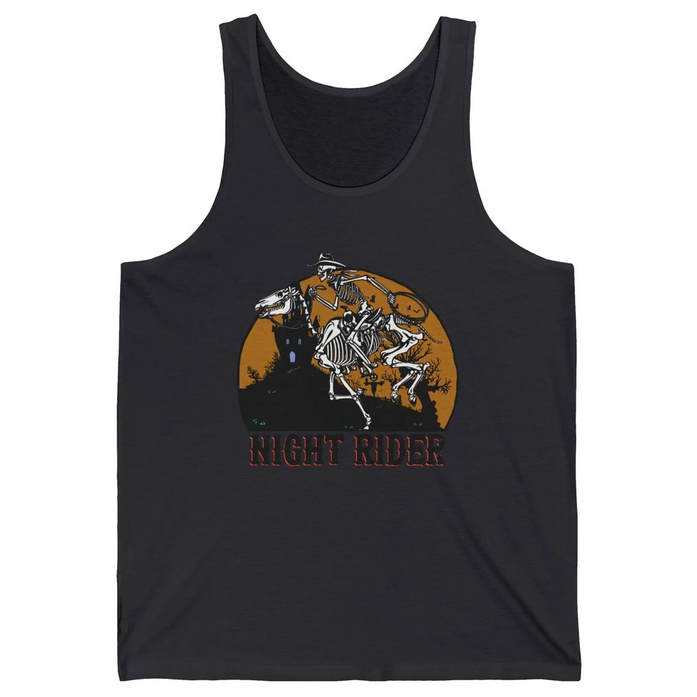 Cowboy Skeleton Bucking Horse Night Rider Western Halloween Unisex Jersey Tank