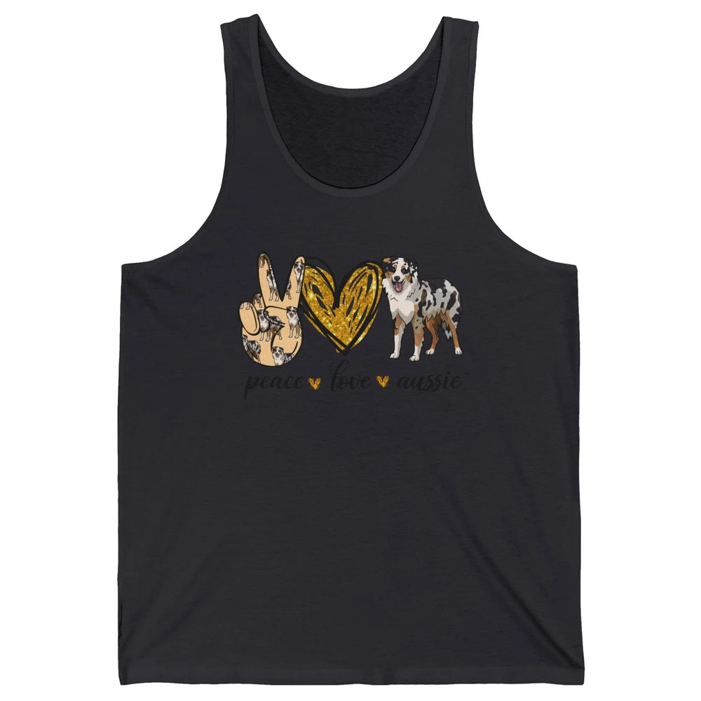 Peace Love Aussie Dog Lovers Australian Shepherd Dad Mom Unisex Jersey Tank