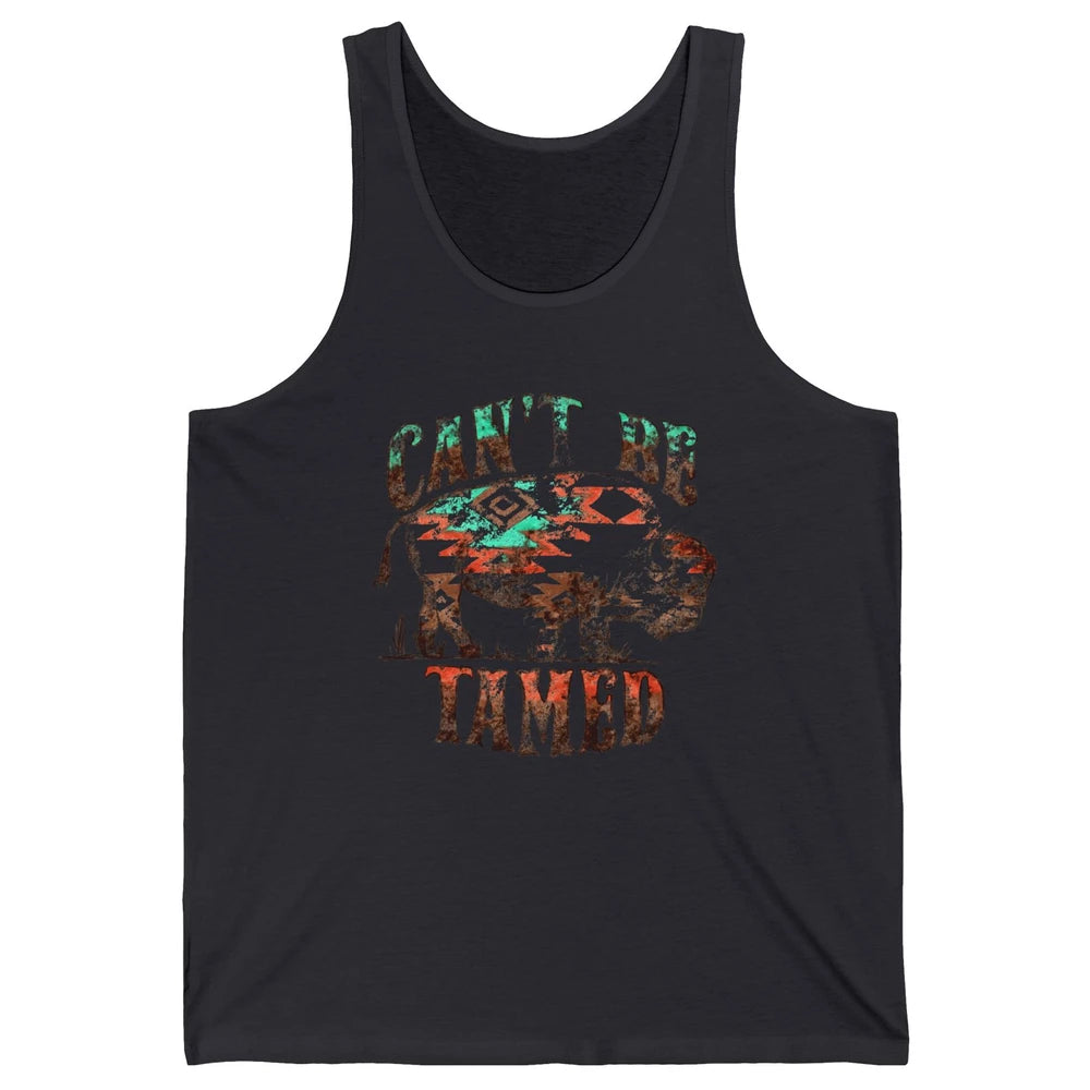 Retro Buffalo Aztec Can't Be Tamed Western Country Highland Unisex Jersey Tank