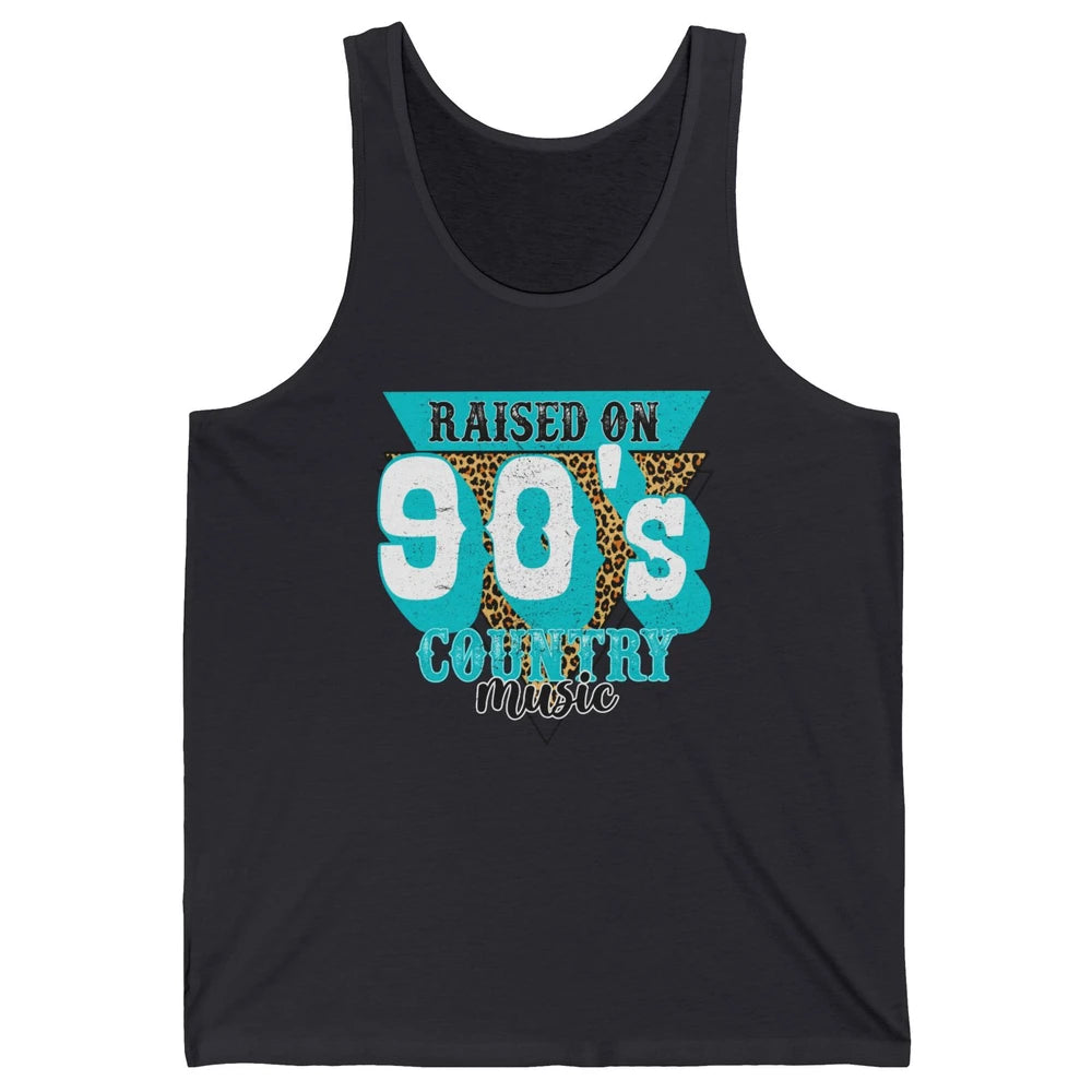 Retro Leopard Raised On 90s Country Music Western Cowgirl Unisex Jersey Tank