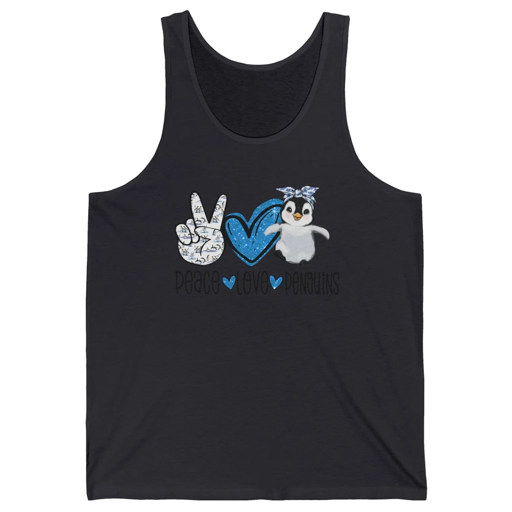 Peace Love Penguins With Headband Baby Penguins Lovers Gift Unisex Jersey Tank