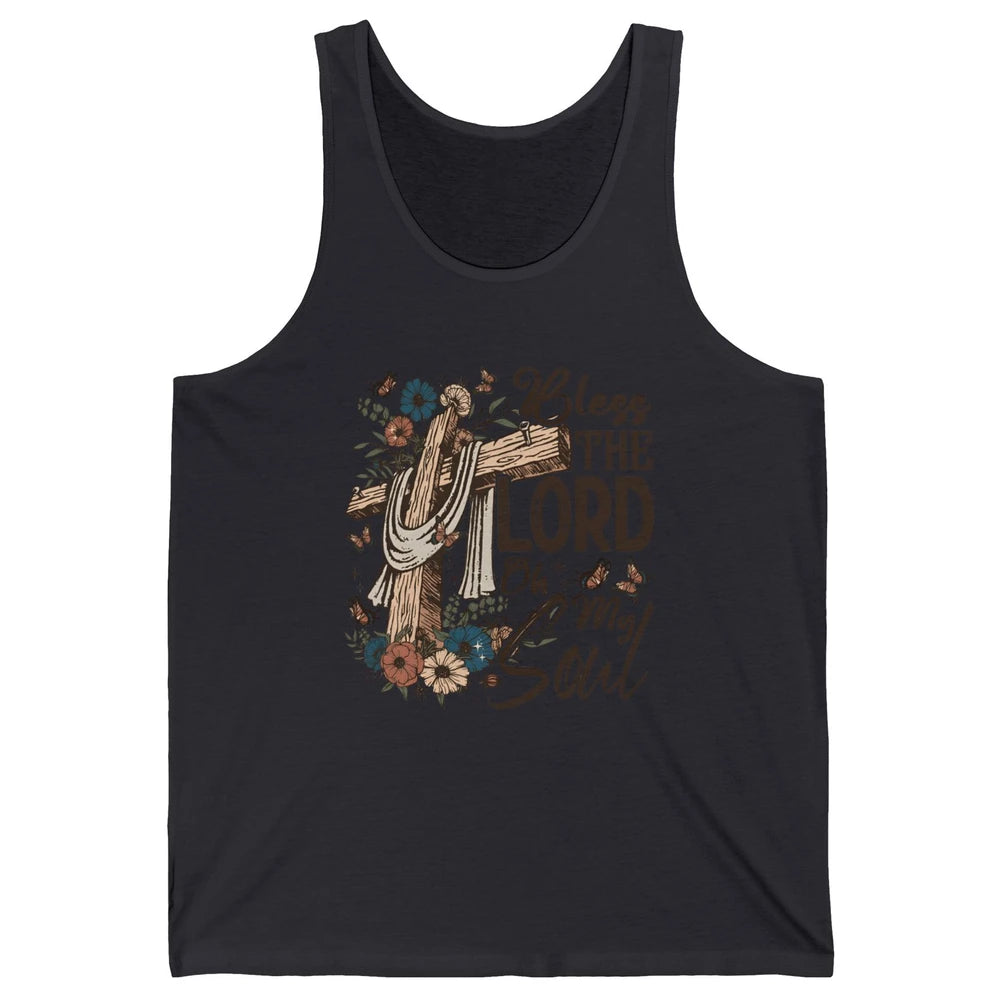 Retro Christian Floral Jesus Cross Bless The Lord Oh My Soul Unisex Jersey Tank