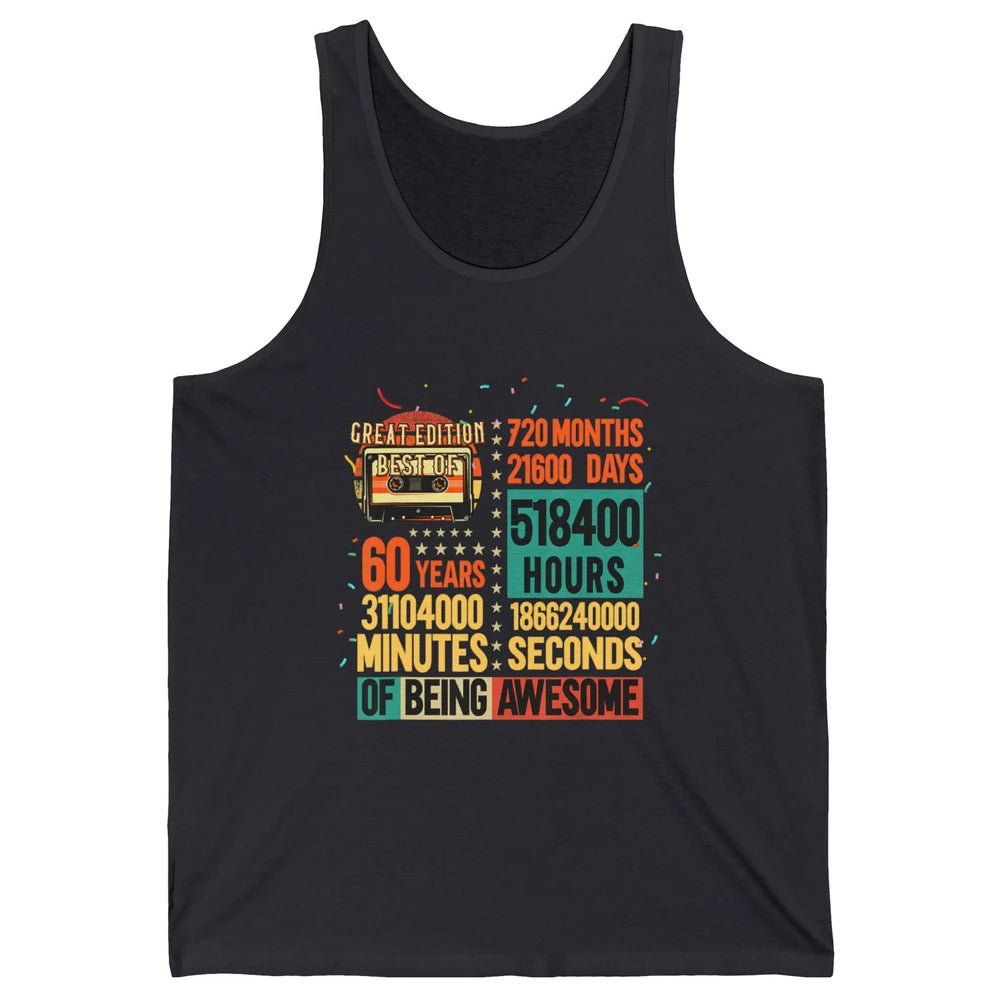 Retro 60s Lifetime Cassette Music Count Down 60th Birthday Unisex Jersey Tank