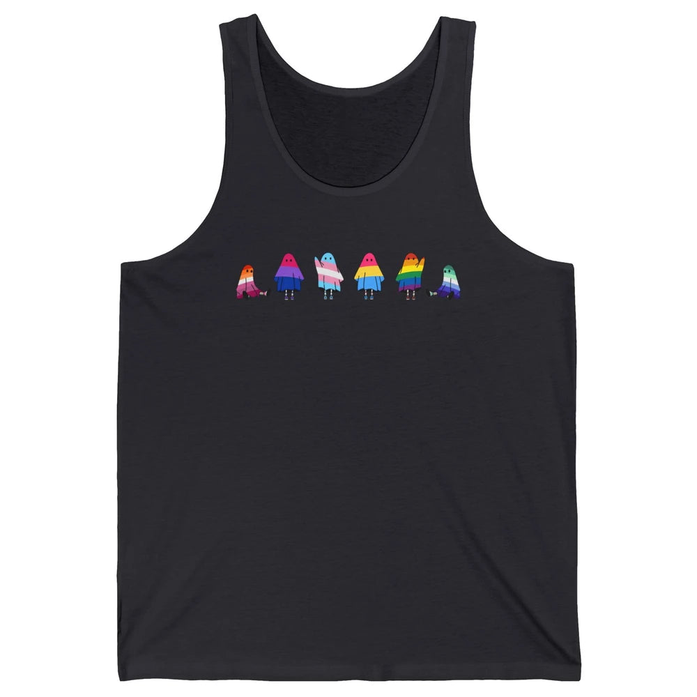 Cute Gay Baby Ghosts Spooky LGBTQ Lesbian Gay Pride Month Unisex Jersey Tank