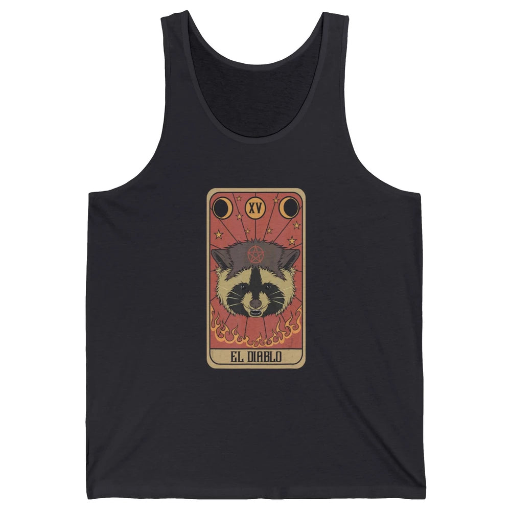 Raccoon Tarot Card Satanic Trash Panda Crescent Halloween Unisex Jersey Tank