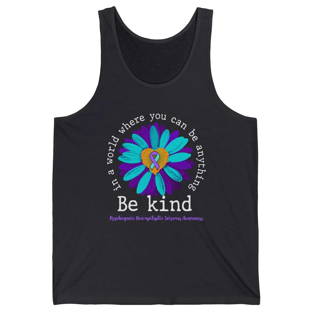 PNES Awareness Purple Teal Ribbon Sunflower Be Kind Unisex Jersey Tank
