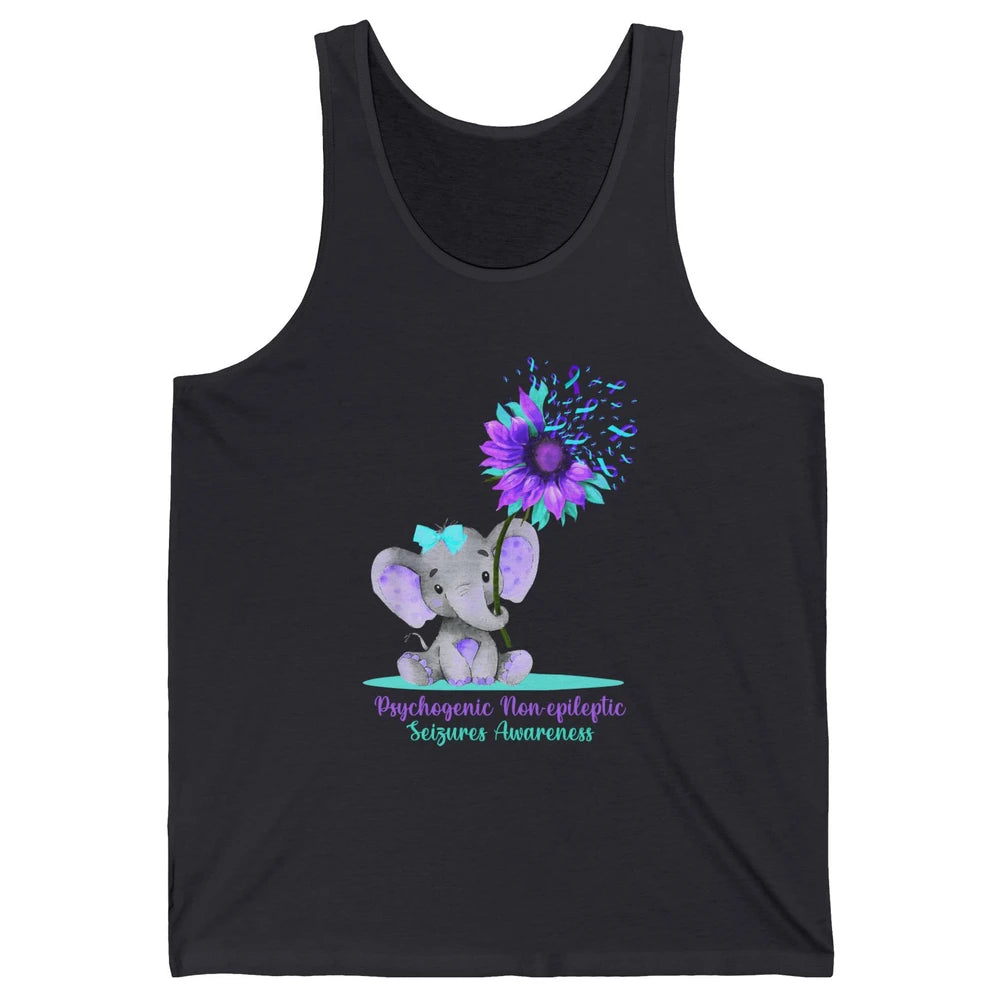 PNES Awareness Purple Teal Ribbon Sunflower Baby Elephant Unisex Jersey Tank