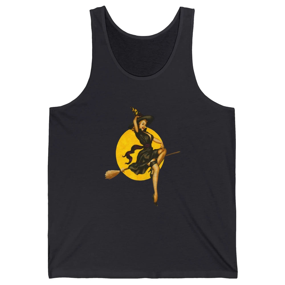 Pin Up Vintage Witch Pastel Witchcraft Halloween Spooky Goth Unisex Jersey Tank
