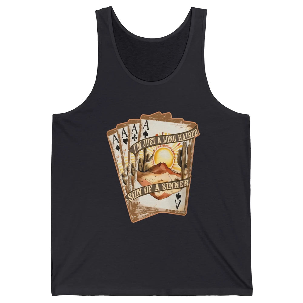 Retro Desert Sunset Long Haired Son Of Sinner Cards Western Unisex Jersey Tank