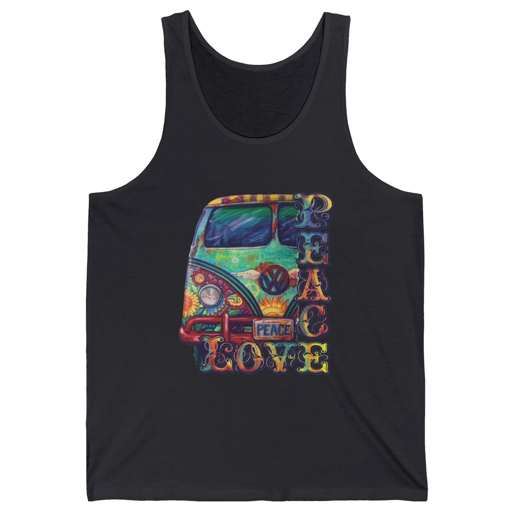 Peace And Love Hippie Van Peacemobile Vintage Gift Camping Unisex Jersey Tank