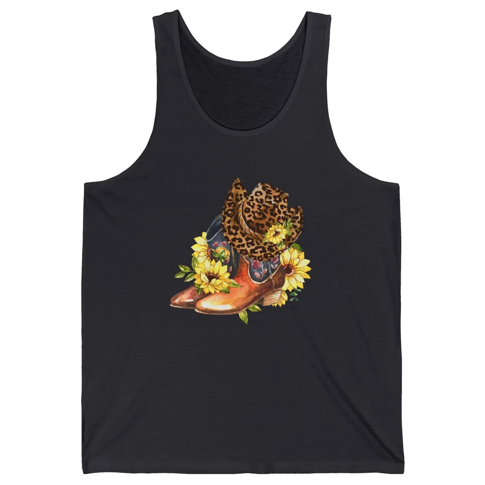Retro Leopard Cowboy Boots Let's Go Girls Western Cowgirls Unisex Jersey Tank