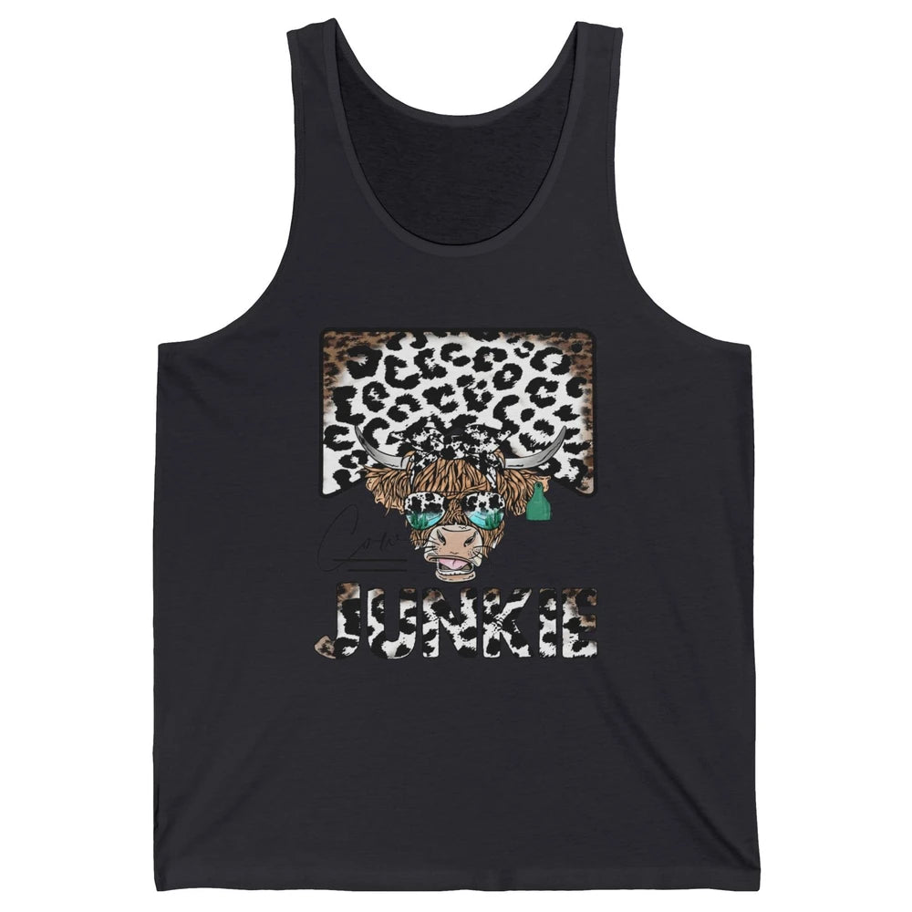 Leopard Highland Cow Bandana Cow Junkie Western Country Unisex Jersey Tank