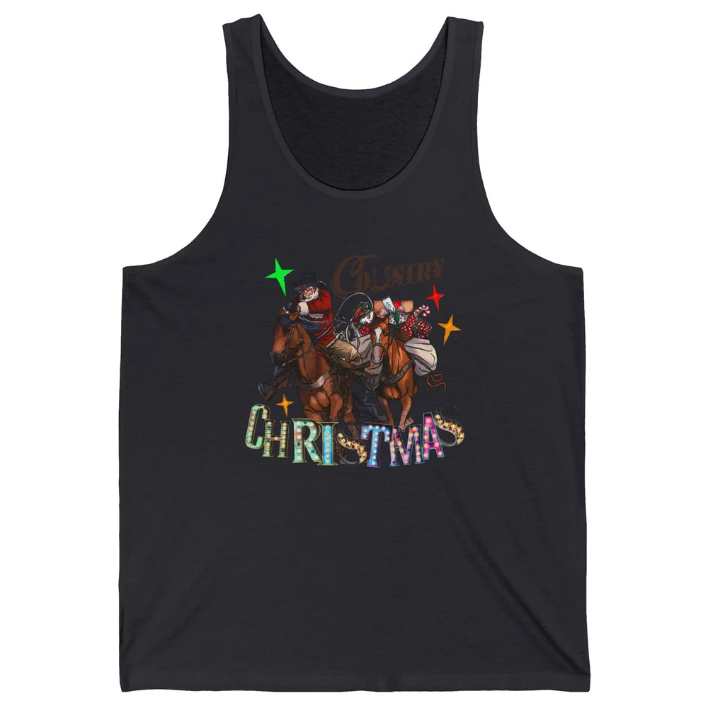 Santa Claus Country Christmas Y'all Western Country Cowboy Unisex Jersey Tank