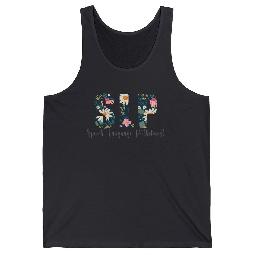 Speech Language Pathologist Floral Career Profession SLP Unisex Jersey Tank