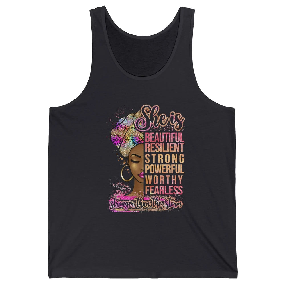 Afro Woman Strong Than Storm Melanin African American Woman Unisex Jersey Tank