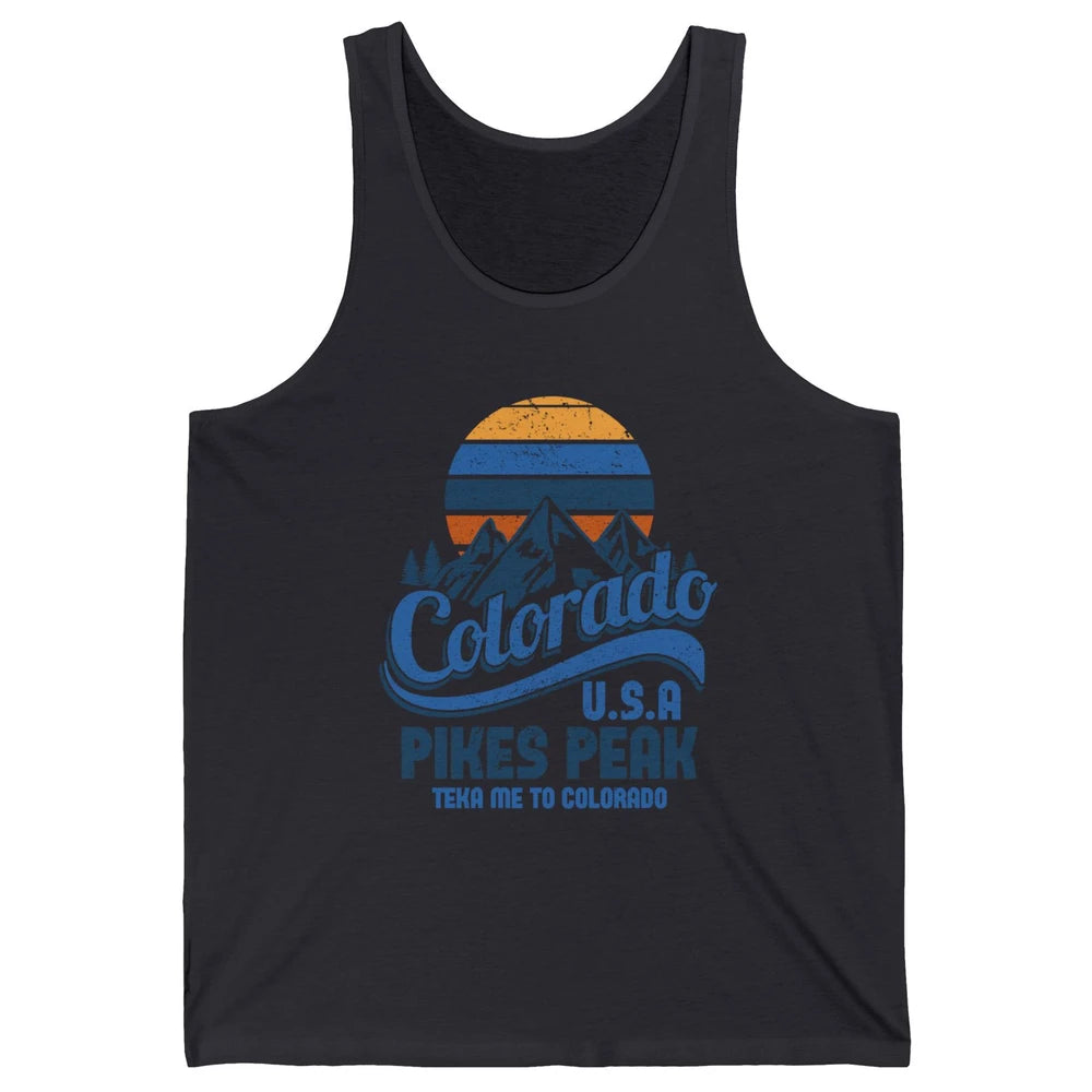 Retro Colorado Mountain Pikes Peak Sunset Outdoor Hiking Unisex Jersey Tank