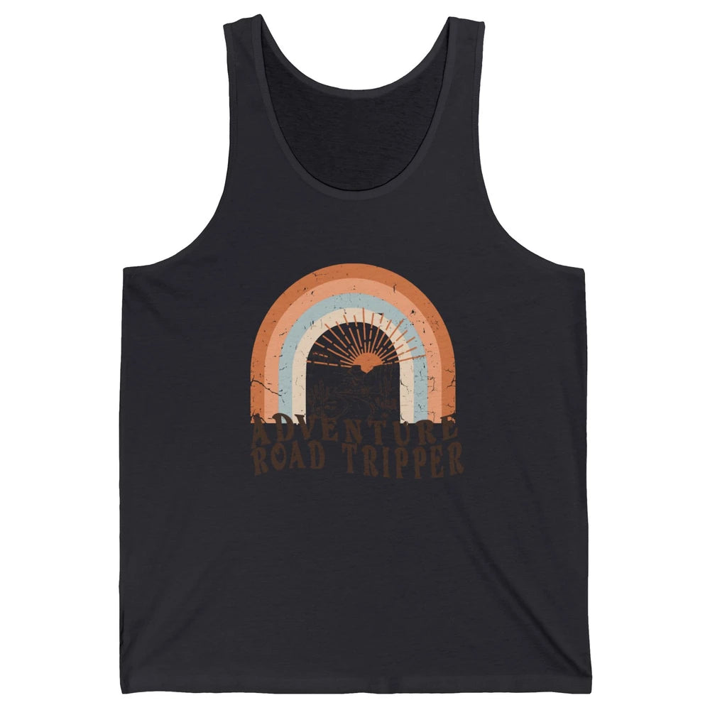 Retro Desert Sunrise Rainbow Adventure Road Tripper Western Unisex Jersey Tank